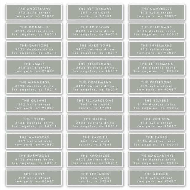 Sticker Modern Custom Sage Green White Guest Address (Devant)