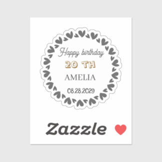 Sticker Modern Floral Birthday | Elegant Flower Design 