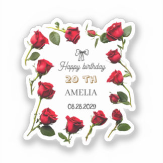 Sticker Modern Floral Birthday | Elegant Flower Design 