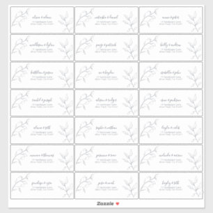 Sticker Modern Navy Bleu Script Botanique Adresse de l'inv