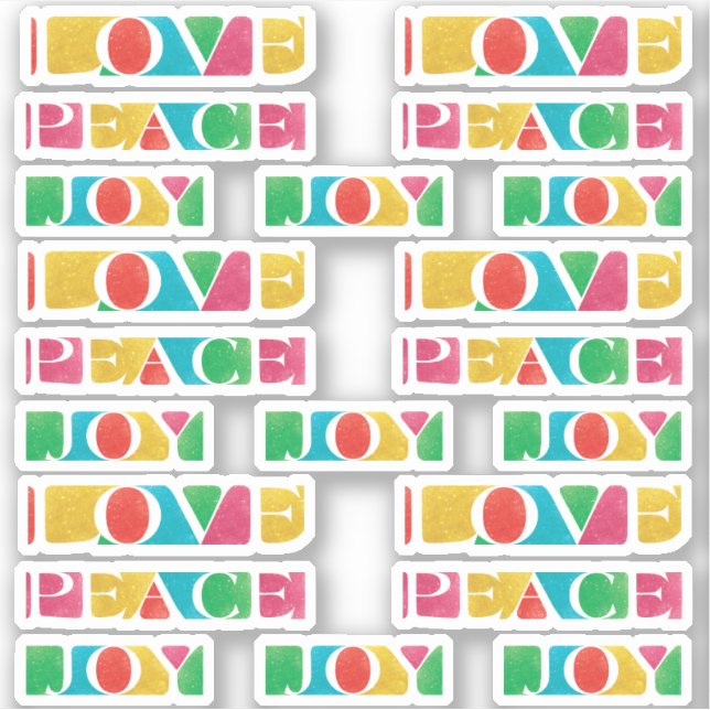 Sticker MODERNE coloré AMOUR PAIX JOY NOËL (Devant)