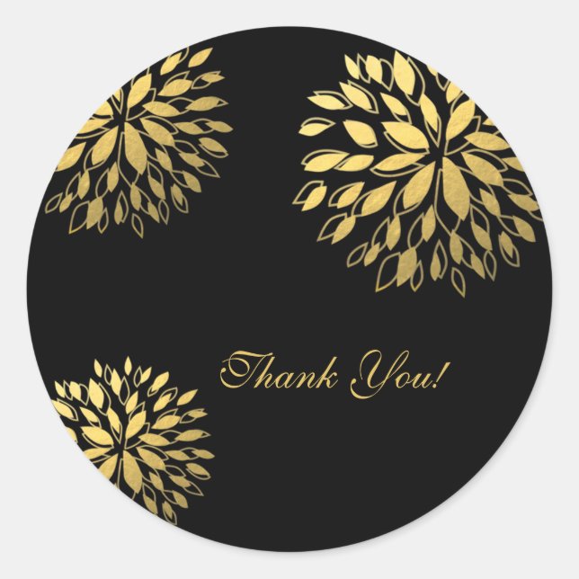 Sticker moderne Gold Foil Floral Black Elegant (Devant)