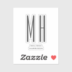 Sticker Moderne Monogramme Professionnel Plain Simple