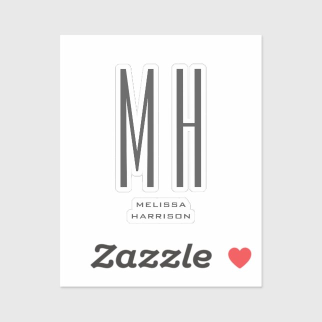 Sticker Moderne Monogramme Professionnel Plain Simple (Feuille)