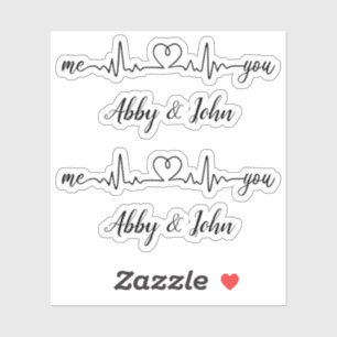 Sticker Moi et toi Heartbeat Love Heart Line Nom personnal