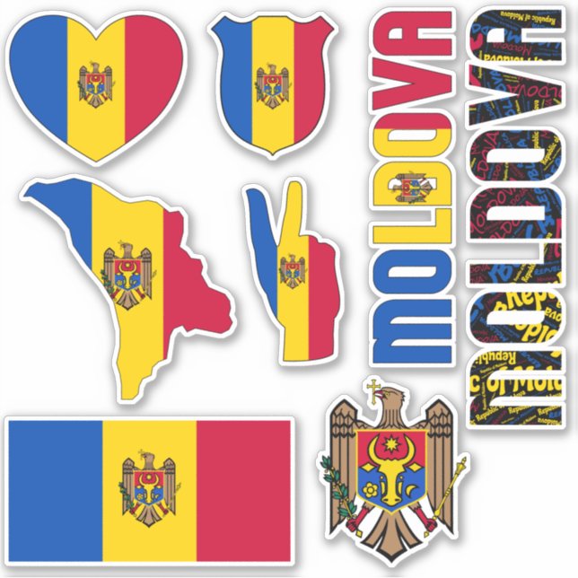 Sticker Moldavie Extraordinaire forme des symboles nationa (Devant)