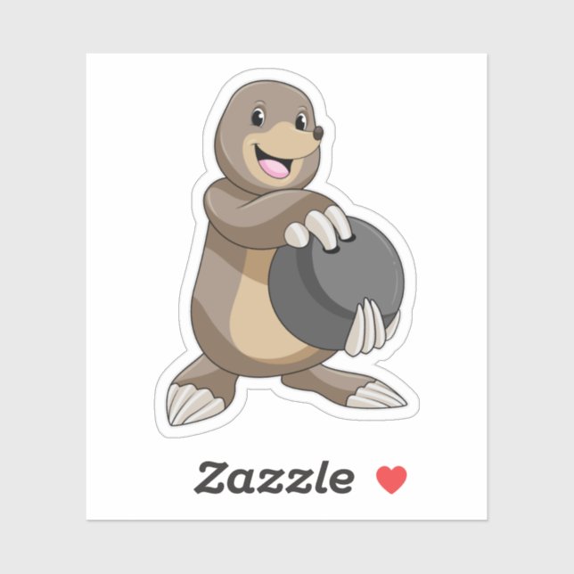 Sticker Mole à Bowling avec Bowling balle (Feuille)