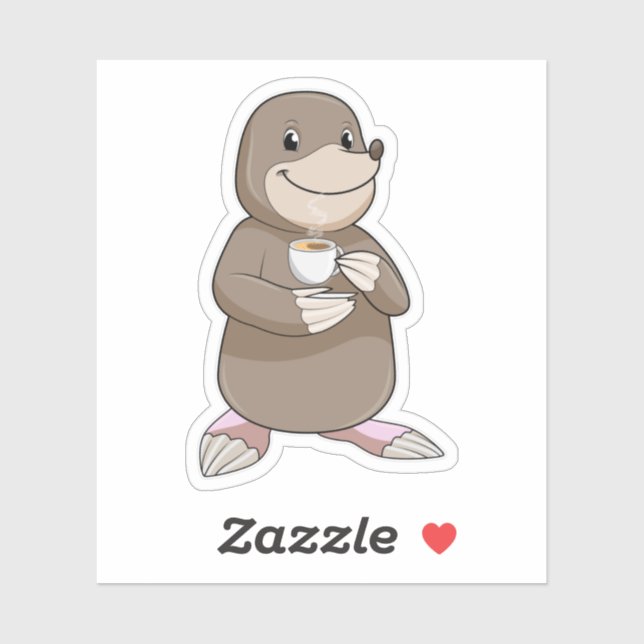 Sticker Mole avec Coffee Cup (Feuille)