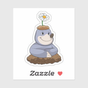 Sticker Mole avec Fleur marguerite
