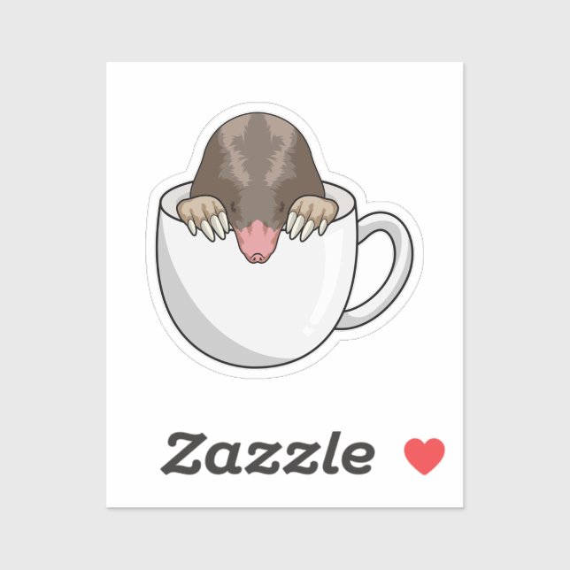 Sticker Mole avec la coupe de café (Feuille)