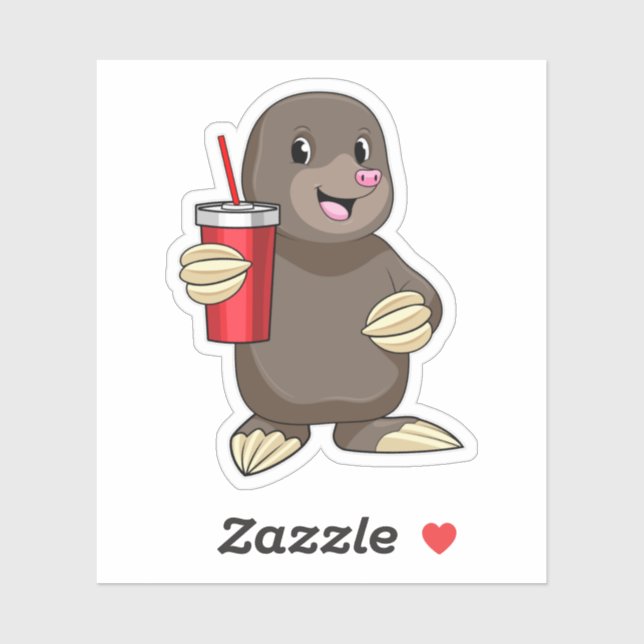 Sticker Mole avec tasse à boire (Feuille)