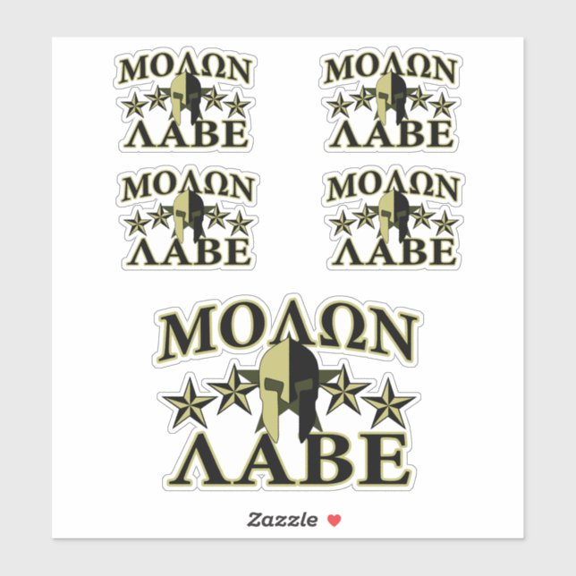 Sticker Molon Labe Spartan 5 étoiles Olive Green (Feuille)