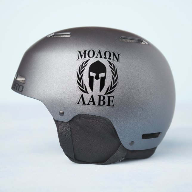 Sticker Molon Labe Spartan Warriers Laurels Style carbone (Côté casque)