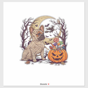 Sticker Momie d'Halloween Chien Bouledogue Français Citrou