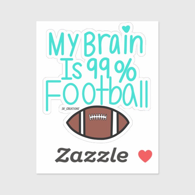 Sticker Mon Cerveau Est Football À 99% (Feuille)
