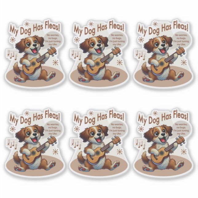 Sticker Mon Chien A Fleas Ukulele Tuning Chanson (Devant)