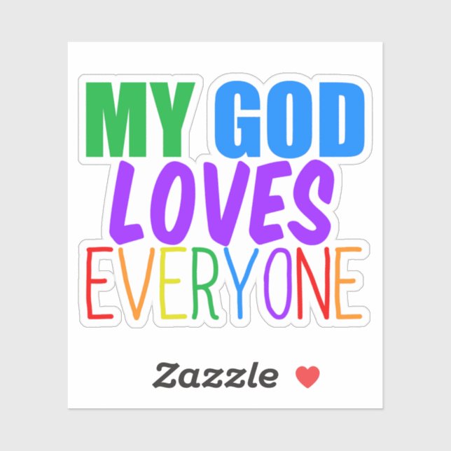 Sticker Mon Dieu aime tout le monde Rainbow Christian (Feuille)