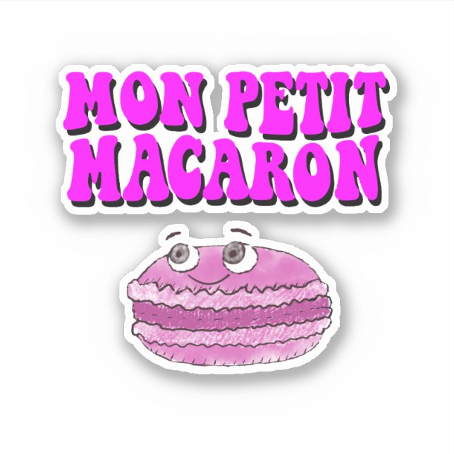Sticker Mon Petit Macaron Texte Super rétro (Devant)