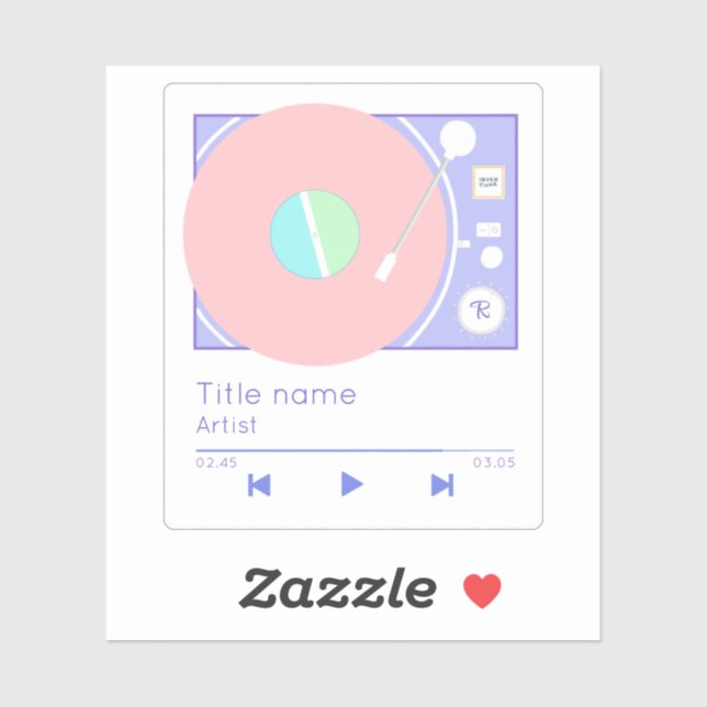 Sticker Mon Retro Vibes Vinyl Record Player Pastel (Feuille)