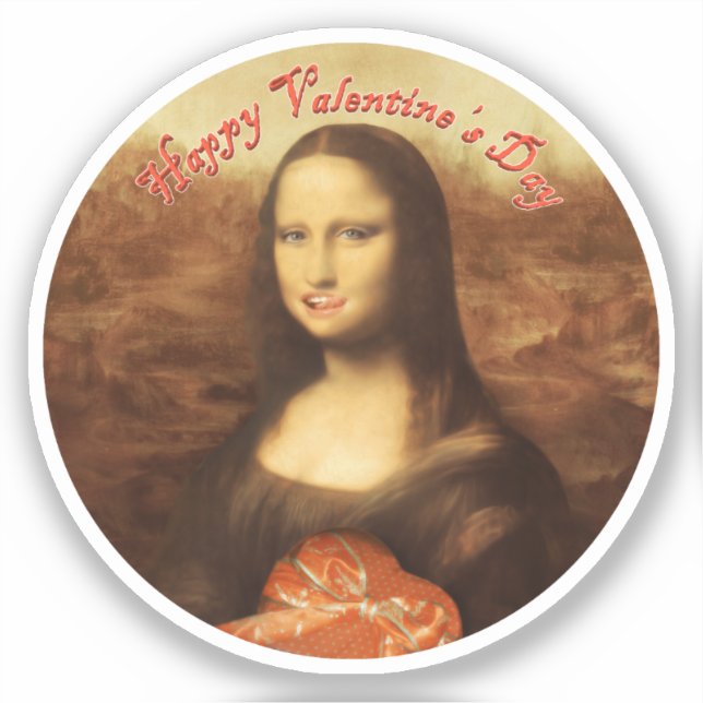 Sticker Mona Lisa Heart Valentine's Day Kiss (Recto)