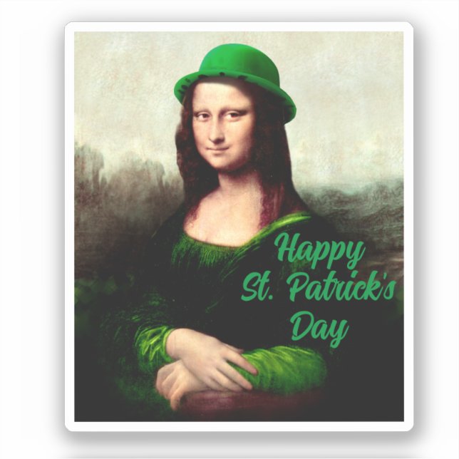 Sticker Mona Lisa St. Patrick's Day Clover (Recto)