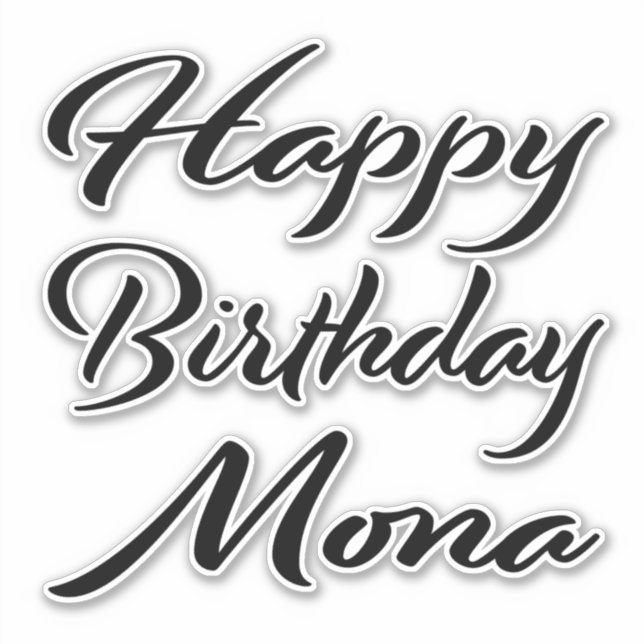 Sticker Mona Nom Prénom Anniversaire de la Broderie noire (Devant)