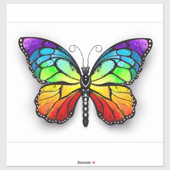 Sticker Monarque papillon arc-en-ciel (Feuille)