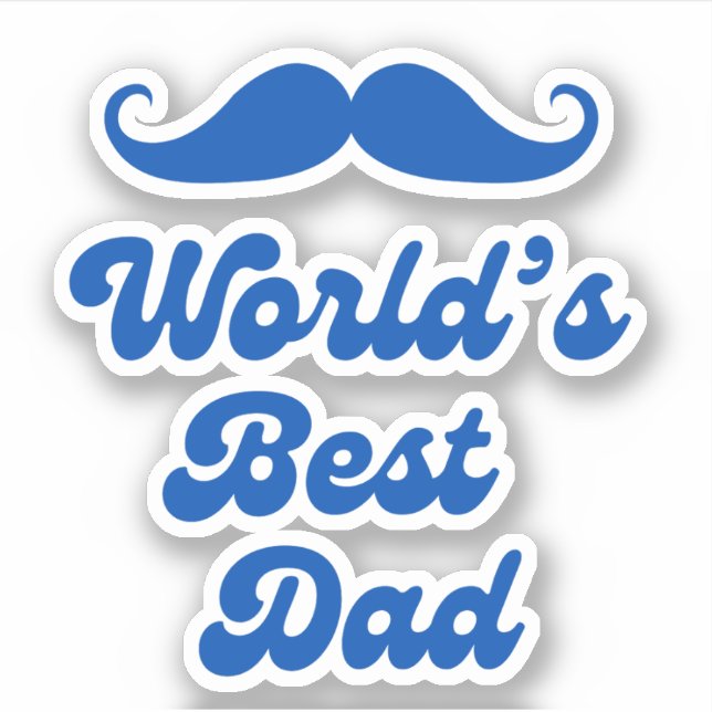 Sticker monde meilleur papa, fête des pères bleu rétro élé (Devant)