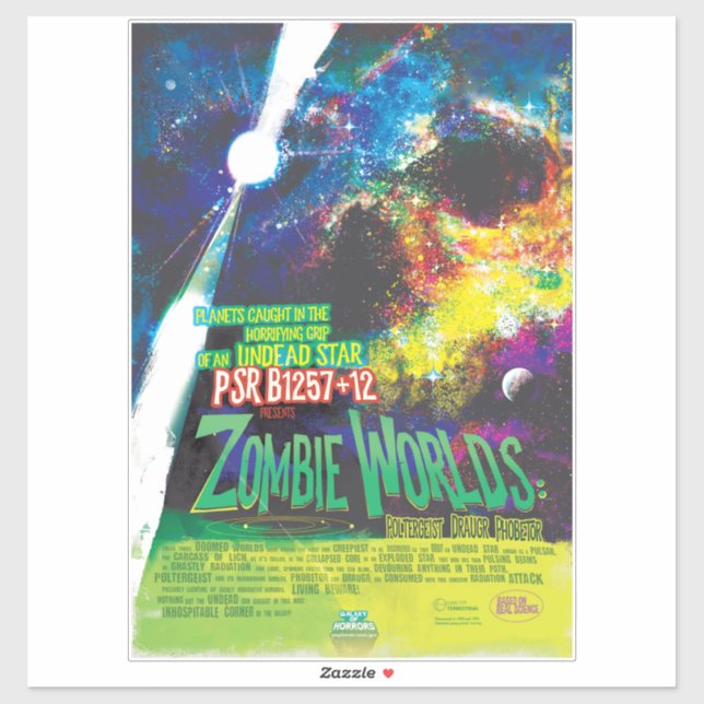 Sticker Mondes Zombie Galaxie d'Halloween (Feuille)