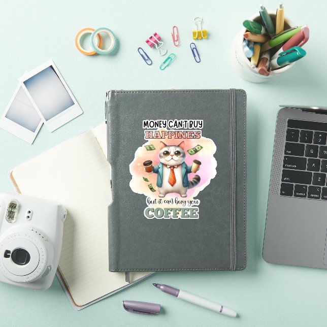 Sticker Money Can't Buy Happiness Funny Cat Lover Gift  (Couverture iPad)