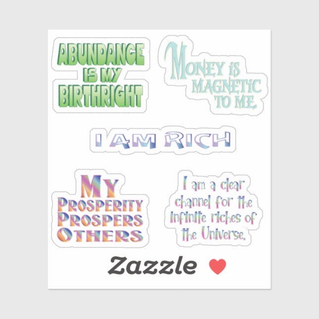 Sticker Money Mantras - Affirmations de prospérité 1 (Feuille)