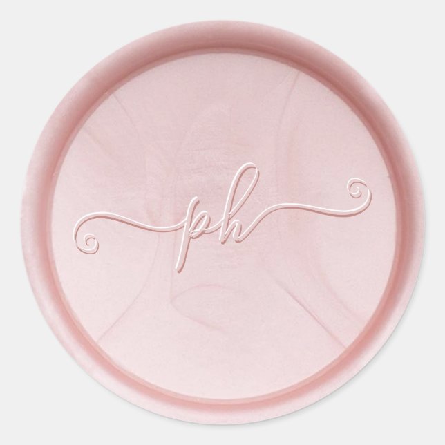 Sticker Monogram Blush Metallic Wax Seal (Devant)