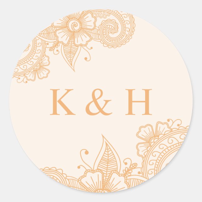 Sticker Monogram Classic Round Mariage Mehndi (Devant)