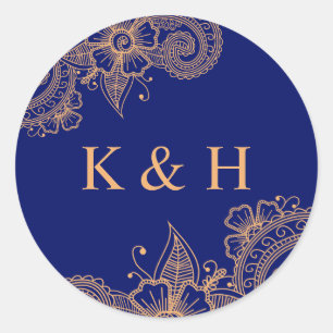 Sticker Monogram Classic Round Mariage Mehndi
