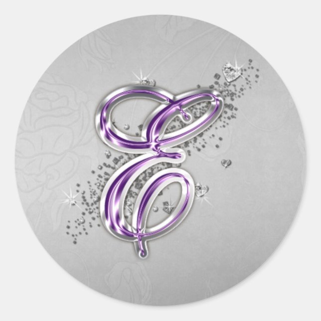 Sticker Monogram E pour Parties scintillant violet (Devant)