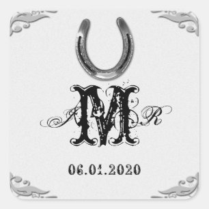 Sticker Monogram en fer à cheval en argent