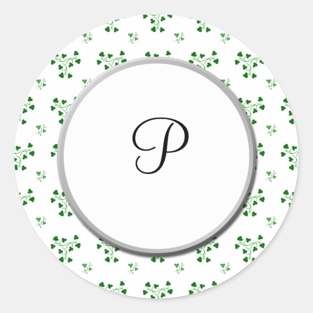 Sticker Monogram Green Shamrock Circles (Devant)