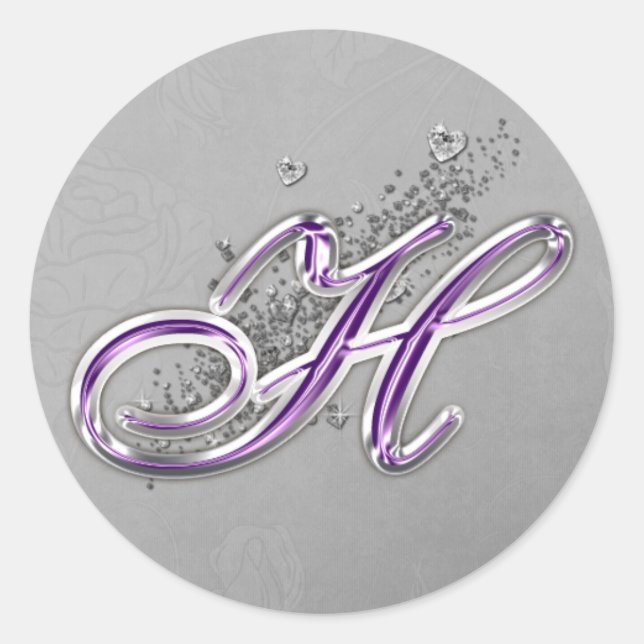 Sticker Monogram H pour Parties scintillant violet (Devant)