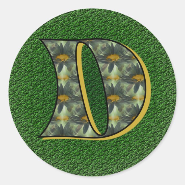 Sticker Monogram Initial D Black Daisers (Devant)