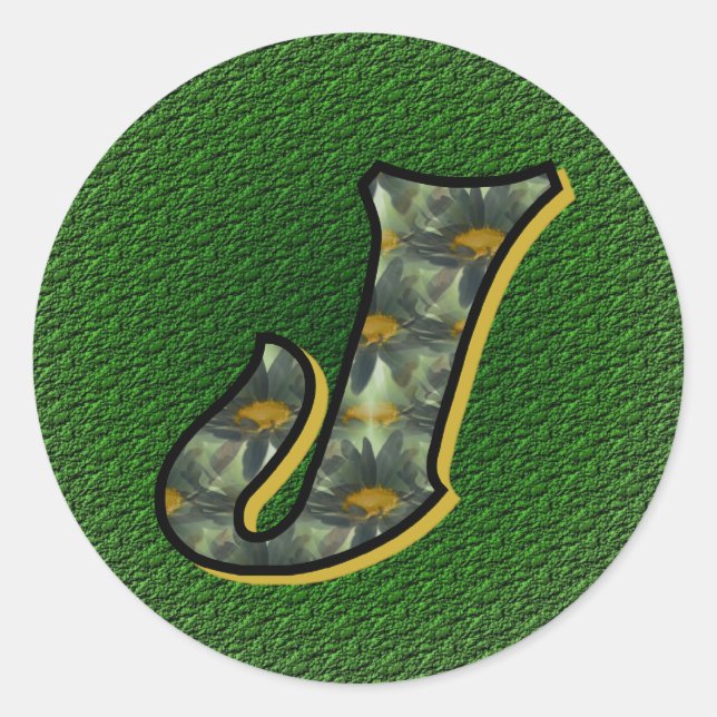 Sticker Monogram Initial J Black Daisers (Devant)