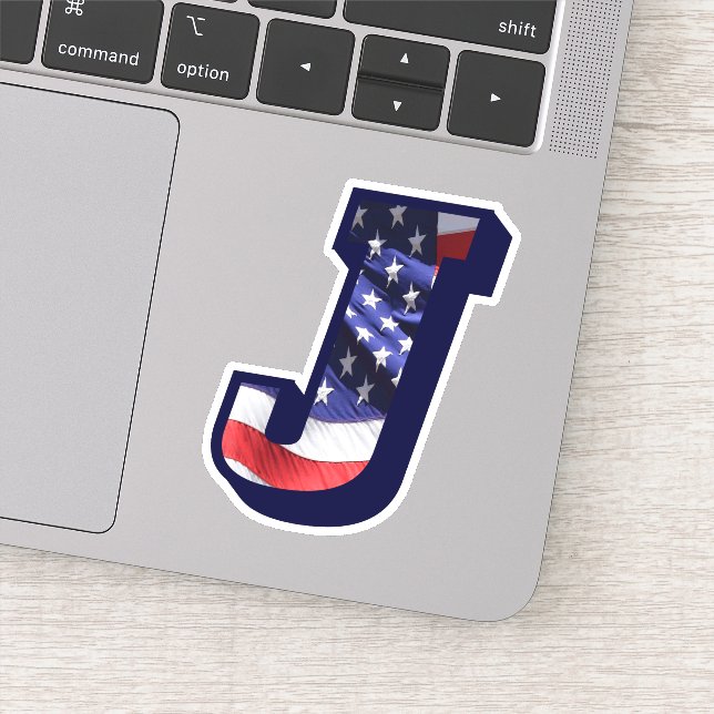 Sticker Monogram J American Flag LETTRE J INITIALE USA (Détail)