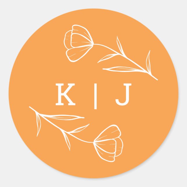 Sticker Monogram Mariage fleur sauvage en Orange (Devant)