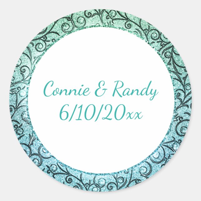 Sticker Monogram Motif Turquoise et Or (Devant)