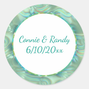Sticker Monogram Motif Turquoise et Or Opale
