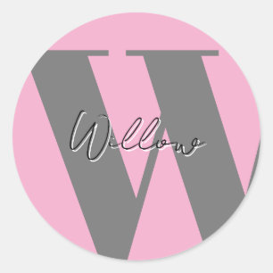 STICKER Monogram name dusty pink stylish