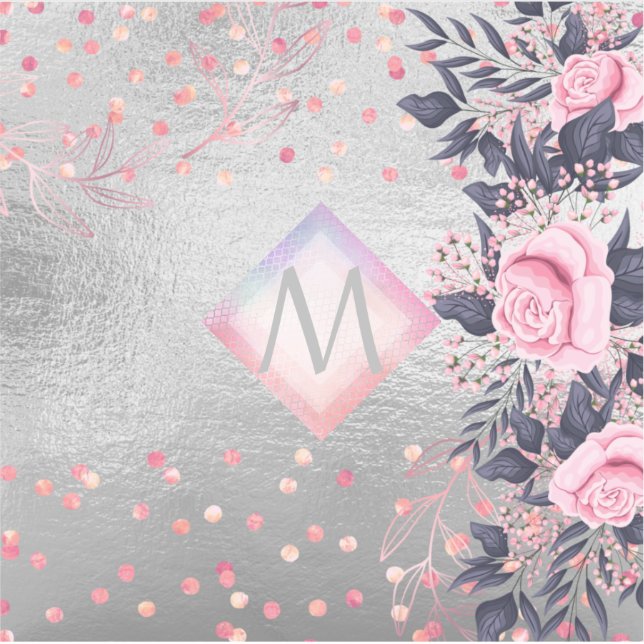 Sticker Monogram Silver Navy Rosegold Girly Newlyweds Cade (Devant)