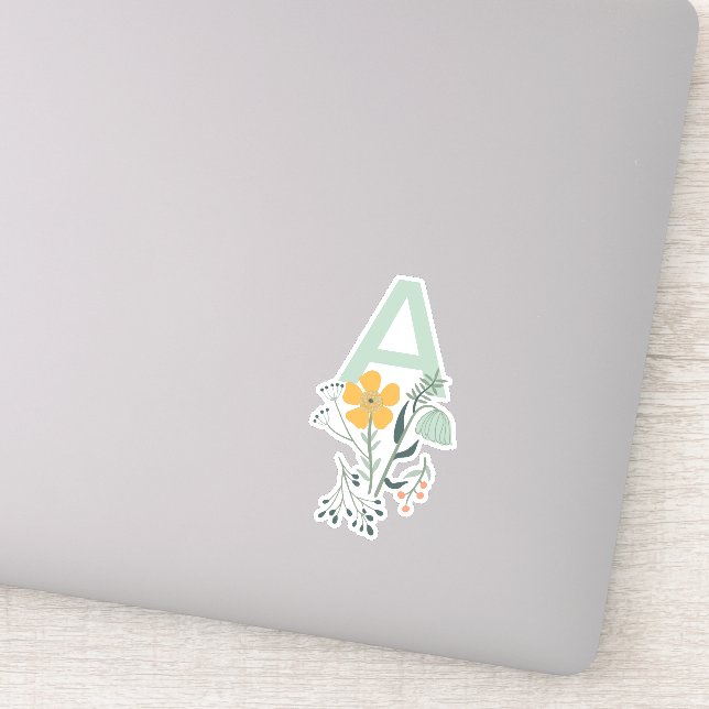 Sticker Monogramme Belle flore botanique Personnaliser (Détail)