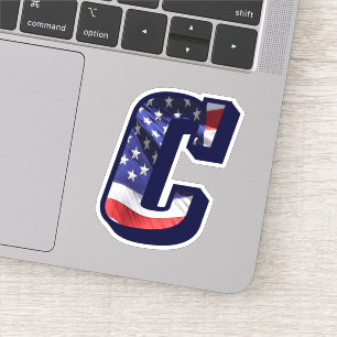 Sticker Monogramme C American Flag LETTRE C INITIAL USA