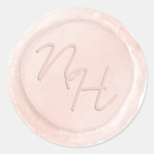 Sticker monogramme Chic Blush Pink Wax Enveloppe