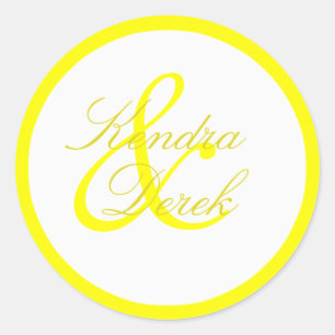 Sticker Monogramme citron jaune et blanc